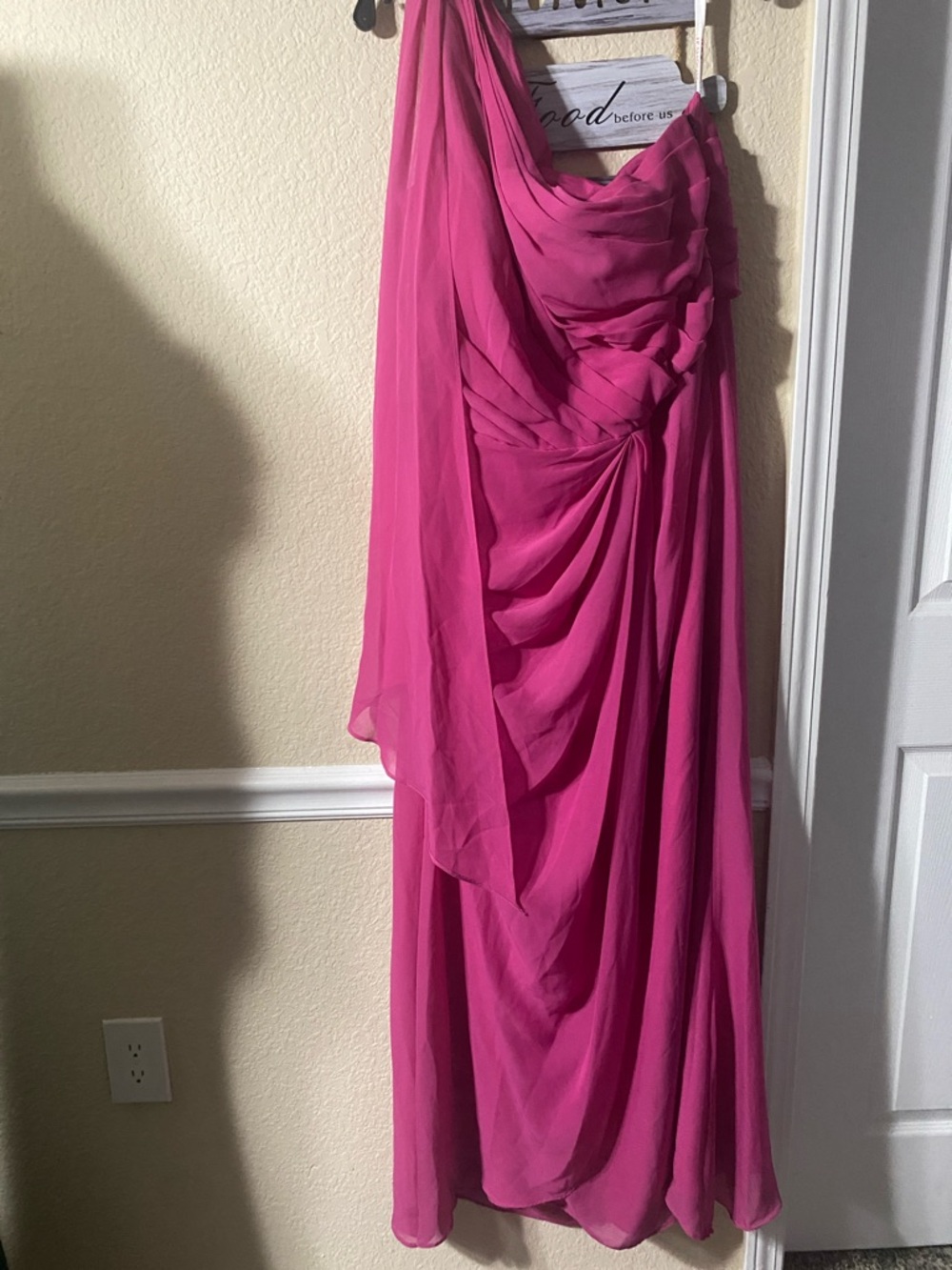 JJ's House Hot Pink Chiffon Draped Gown